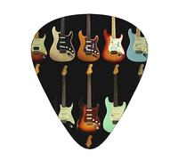 Guitar Picks 12 Pack, 3 Different Thickness Art Guitar Pattern Guitar Plectrums With Transparent Plastic Case For Electric Guitar Bass Ukulele Guitar, (Including 0.46mm, 0.71mm, 0.96mm)