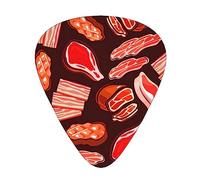Guitar Picks 12 Pack, 3 Different Thickness Bacon Pattern Guitar Plectrums With Transparent Plastic Case For Electric Guitar Bass Ukulele Guitar, (Including 0.46mm, 0.71mm, 0.96mm)