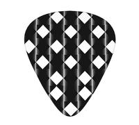 Guitar Picks 12 Pack, 3 Different Thickness Black White Race Checkered Flag Guitar Plectrums With Transparent Plastic Case For Electric Guitar Bass Ukulele Guitar, (Including 0.46mm, 0.71mm, 0.96mm)