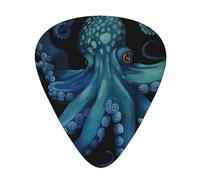 Guitar Picks 12 Pack, 3 Different Thickness Blue Octopus Guitar Plectrums With Transparent Plastic Case For Electric Guitar Bass Ukulele Guitar, (Including 0.46mm, 0.71mm, 0.96mm)