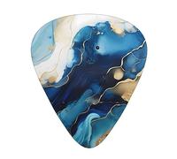 Guitar Picks 12 Pack, 3 Different Thickness Bright Blue Gold Guitar Plectrums With Transparent Plastic Case For Electric Guitar Bass Ukulele Guitar, (Including 0.46mm, 0.71mm, 0.96mm)