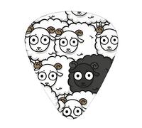Guitar Picks 12 Pack, 3 Different Thickness Cartoon Black White Sheep Guitar Plectrums With Transparent Plastic Case For Electric Guitar Bass Ukulele Guitar, (Including 0.46mm, 0.71mm, 0.96mm)