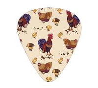 Guitar Picks 12 Pack, 3 Different Thickness Chicken Pattern Guitar Plectrums With Transparent Plastic Case For Electric Guitar Bass Ukulele Guitar, (Including 0.46mm, 0.71mm, 0.96mm)