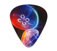 Guitar Picks 12 Pack, 3 Different Thickness Colorful Jellyfish Guitar Plectrums With Transparent Plastic Case For Electric Guitar Bass Ukulele Guitar, (Including 0.46mm, 0.71mm, 0.96mm)