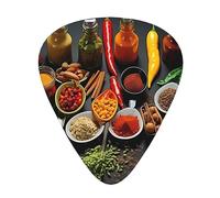Guitar Picks 12 Pack, 3 Different Thickness Condiments Spices Guitar Plectrums With Transparent Plastic Case For Electric Guitar Bass Ukulele Guitar, (Including 0.46mm, 0.71mm, 0.96mm)