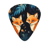 Guitar Picks 12 Pack, 3 Different Thickness Cute Animal Fox Flower Guitar Plectrums With Transparent Plastic Case For Electric Guitar Bass Ukulele Guitar, (Including 0.46mm, 0.71mm, 0.96mm)