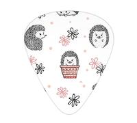 Guitar Picks 12 Pack, 3 Different Thickness Cute Hedgehogs Heart Guitar Plectrums With Transparent Plastic Case For Electric Guitar Bass Ukulele Guitar, (Including 0.46mm, 0.71mm, 0.96mm)