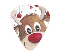 Guitar Picks 12 Pack, 3 Different Thickness Cute Xmas Reindeer Guitar Plectrums With Transparent Plastic Case For Electric Guitar Bass Ukulele Guitar, (Including 0.46mm, 0.71mm, 0.96mm)