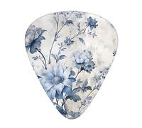 Guitar Picks 12 Pack, 3 Different Thickness Daisy Floral Blue Guitar Plectrums With Transparent Plastic Case For Electric Guitar Bass Ukulele Guitar, (Including 0.46mm, 0.71mm, 0.96mm)
