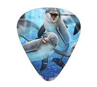 Guitar Picks 12 Pack, 3 Different Thickness Dolphin In The Coral Reef Guitar Plectrums With Transparent Plastic Case For Electric Guitar Bass Ukulele Guitar, (Including 0.46mm, 0.71mm, 0.96mm)