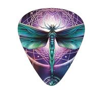 Guitar Picks 12 Pack, 3 Different Thickness Dream Catcher Of Dragonfly Guitar Plectrums With Transparent Plastic Case For Electric Guitar Bass Ukulele Guitar, (Including 0.46mm, 0.71mm, 0.96mm)