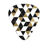 Guitar Picks 12 Pack, 3 Different Thickness Fashion Modern Black White Gold Triangles Guitar Plectrums With Transparent Plastic Case For Electric Guitar Bass Ukulele Guitar, (Including 0.46mm, 0.71mm, 0.96mm)