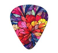 Guitar Picks 12 Pack, 3 Different Thickness Flower Stained Glass Guitar Plectrums With Transparent Plastic Case For Electric Guitar Bass Ukulele Guitar, (Including 0.46mm, 0.71mm, 0.96mm)