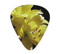Guitar Picks 12 Pack, 3 Different Thickness Flower With Yellow Guitar Plectrums With Transparent Plastic Case For Electric Guitar Bass Ukulele Guitar, (Including 0.46mm, 0.71mm, 0.96mm)