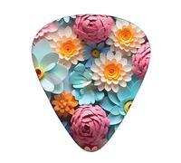 Guitar Picks 12 Pack, 3 Different Thickness Flowers Guitar Plectrums With Transparent Plastic Case For Electric Guitar Bass Ukulele Guitar, (Including 0.46mm, 0.71mm, 0.96mm)