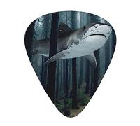 Guitar Picks 12 Pack, 3 Different Thickness Funny Sharks Design Guitar Plectrums With Transparent Plastic Case For Electric Guitar Bass Ukulele Guitar, (Including 0.46mm, 0.71mm, 0.96mm)