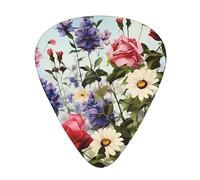 Guitar Picks 12 Pack, 3 Different Thickness Garden Wildflowers Guitar Plectrums With Transparent Plastic Case For Electric Guitar Bass Ukulele Guitar, (Including 0.46mm, 0.71mm, 0.96mm)
