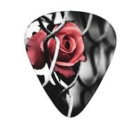 Guitar Picks 12 Pack, 3 Different Thickness Gothic Roses Guitar Plectrums With Transparent Plastic Case For Electric Guitar Bass Ukulele Guitar, (Including 0.46mm, 0.71mm, 0.96mm)