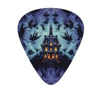 Guitar Picks 12 Pack, 3 Different Thickness Haunted Mansion Guitar Plectrums With Transparent Plastic Case For Electric Guitar Bass Ukulele Guitar, (Including 0.46mm, 0.71mm, 0.96mm)