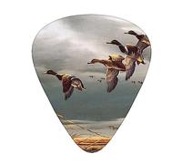 Guitar Picks 12 Pack, 3 Different Thickness Hunting Flying Wild Ducks Guitar Plectrums With Transparent Plastic Case For Electric Guitar Bass Ukulele Guitar, (Including 0.46mm, 0.71mm, 0.96mm)