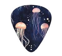 Guitar Picks 12 Pack, 3 Different Thickness Jellyfish Pattern Guitar Plectrums With Transparent Plastic Case For Electric Guitar Bass Ukulele Guitar, (Including 0.46mm, 0.71mm, 0.96mm)
