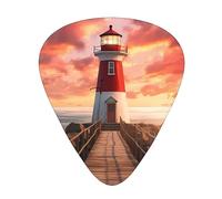 Guitar Picks 12 Pack, 3 Different Thickness Lighthouse Guitar Plectrums With Transparent Plastic Case For Electric Guitar Bass Ukulele Guitar, (Including 0.46mm, 0.71mm, 0.96mm)