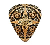 Guitar Picks 12 Pack, 3 Different Thickness Magical Design Norse Runes Compass Guitar Plectrums With Transparent Plastic Case For Electric Guitar Bass Ukulele Guitar, (Including 0.46mm, 0.71mm, 0.96mm)