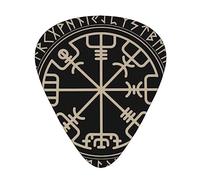 Guitar Picks 12 Pack, 3 Different Thickness Magical Design Norse Runes Compass Guitar Plectrums With Transparent Plastic Case For Electric Guitar Bass Ukulele Guitar, (Including 0.46mm, 0.71mm, 0.96mm)