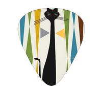 Guitar Picks 12 Pack, 3 Different Thickness Mid-Century Modern Art Cat Guitar Plectrums With Transparent Plastic Case For Electric Guitar Bass Ukulele Guitar, (Including 0.46mm, 0.71mm, 0.96mm)