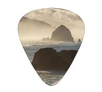 Guitar Picks 12 Pack, 3 Different Thickness Mountains Meet The Sea Guitar Plectrums With Transparent Plastic Case For Electric Guitar Bass Ukulele Guitar, (Including 0.46mm, 0.71mm, 0.96mm)