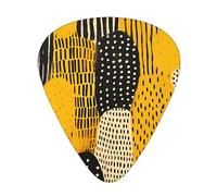 Guitar Picks 12 Pack, 3 Different Thickness Mustard Yellow And Black Guitar Plectrums With Transparent Plastic Case For Electric Guitar Bass Ukulele Guitar, (Including 0.46mm, 0.71mm, 0.96mm)