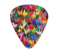 Guitar Picks 12 Pack, 3 Different Thickness Origami Paper Cranes Guitar Plectrums With Transparent Plastic Case For Electric Guitar Bass Ukulele Guitar, (Including 0.46mm, 0.71mm, 0.96mm)