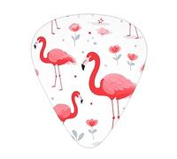 Guitar Picks 12 Pack, 3 Different Thickness Pink Flamingo Pattern Guitar Plectrums With Transparent Plastic Case For Electric Guitar Bass Ukulele Guitar, (Including 0.46mm, 0.71mm, 0.96mm)