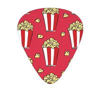 Guitar Picks 12 Pack, 3 Different Thickness Popcorn Print Guitar Plectrums With Transparent Plastic Case For Electric Guitar Bass Ukulele Guitar, (Including 0.46mm, 0.71mm, 0.96mm)