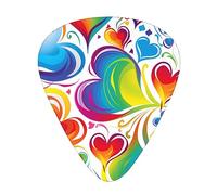 Guitar Picks 12 Pack, 3 Different Thickness Rainbow Colored Gay Pride Hearts Guitar Plectrums With Transparent Plastic Case For Electric Guitar Bass Ukulele Guitar, (Including 0.46mm, 0.71mm, 0.96mm)