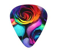 Guitar Picks 12 Pack, 3 Different Thickness Rainbow Rose Guitar Plectrums With Transparent Plastic Case For Electric Guitar Bass Ukulele Guitar, (Including 0.46mm, 0.71mm, 0.96mm)