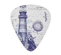 Guitar Picks 12 Pack, 3 Different Thickness Sail Boat Compass Guitar Plectrums With Transparent Plastic Case For Electric Guitar Bass Ukulele Guitar, (Including 0.46mm, 0.71mm, 0.96mm)