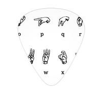 Guitar Picks 12 Pack, 3 Different Thickness Sign Language Alphabet Guitar Plectrums With Transparent Plastic Case For Electric Guitar Bass Ukulele Guitar, (Including 0.46mm, 0.71mm, 0.96mm)