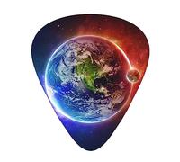 Guitar Picks 12 Pack, 3 Different Thickness Space Planet Earth Guitar Plectrums With Transparent Plastic Case For Electric Guitar Bass Ukulele Guitar, (Including 0.46mm, 0.71mm, 0.96mm)