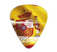 Guitar Picks 12 Pack, 3 Different Thickness Spain Flag Guitar Plectrums With Transparent Plastic Case For Electric Guitar Bass Ukulele Guitar, (Including 0.46mm, 0.71mm, 0.96mm)