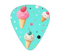 Guitar Picks 12 Pack, 3 Different Thickness Sweet Ice Cream Guitar Plectrums With Transparent Plastic Case For Electric Guitar Bass Ukulele Guitar, (Including 0.46mm, 0.71mm, 0.96mm)