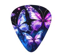 Guitar Picks 12 Pack, 3 Different Thickness White Purple Butterflies Guitar Plectrums With Transparent Plastic Case For Electric Guitar Bass Ukulele Guitar, (Including 0.46mm, 0.71mm, 0.96mm)