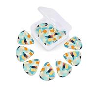 Guitar Picks 12 Pack Abstract Geometric Print Guitar Pick Holder Personalized Pick Holder Set Guitar Picks for Acoustic Guitars Violin Ukulele Bass