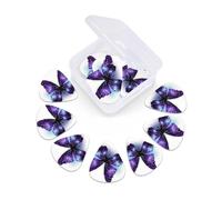 Guitar Picks 12 Pack Blue Purple Butterfly Print Guitar Pick Holder Personalized Pick Holder Set Guitar Picks for Acoustic Guitars Violin Ukulele Bass