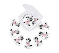 Guitar Picks 12 Pack Cartoon Milk Cow Print Guitar Pick Holder Personalized Pick Holder Set Guitar Picks for Acoustic Guitars Violin Ukulele Bass