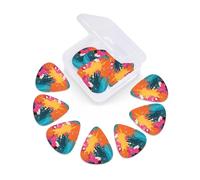 Guitar Picks 12 Pack Color Splash Pattern Print Guitar Pick Holder Personalized Pick Holder Set Guitar Picks for Acoustic Guitars Violin Ukulele Bass