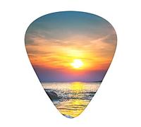 Guitar Picks 12 Pack Colorful Sun Over The Sea Waves Three Size Thin Medium Heavy Plectrums