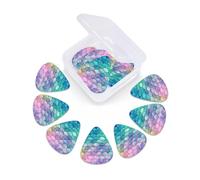 Guitar Picks 12 Pack Dreamy Gradient Mermaid Scales Print Guitar Pick Holder Personalized Pick Holder Set Guitar Picks for Acoustic Guitars Violin Ukulele Bass