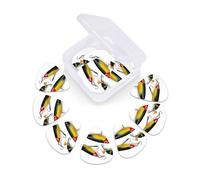Guitar Picks 12 Pack Fishing Lure Print Guitar Pick Holder Personalized Pick Holder Set Guitar Picks for Acoustic Guitars Violin Ukulele Bass