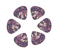 Guitar Picks 12 Pack Flower-elephant Print Guitar Pick Holder Personalized Guitar Picks for Acoustic Guitars Violin Ukulele Bass